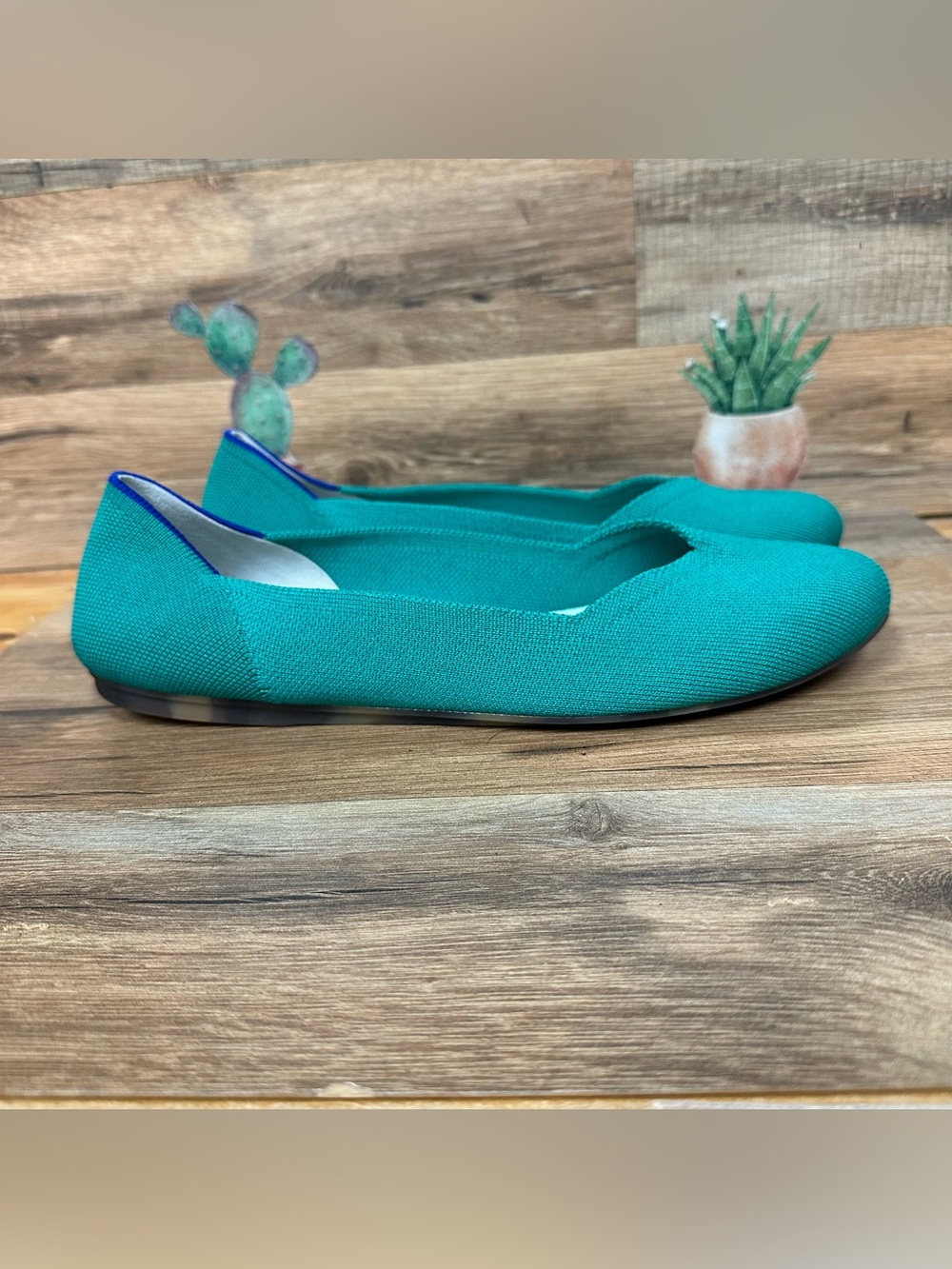 Rothy’s The Daily Knit Washable Round Toe Flats Teal green women’s 10.5
